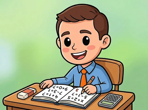 Young Bobby doing math problems